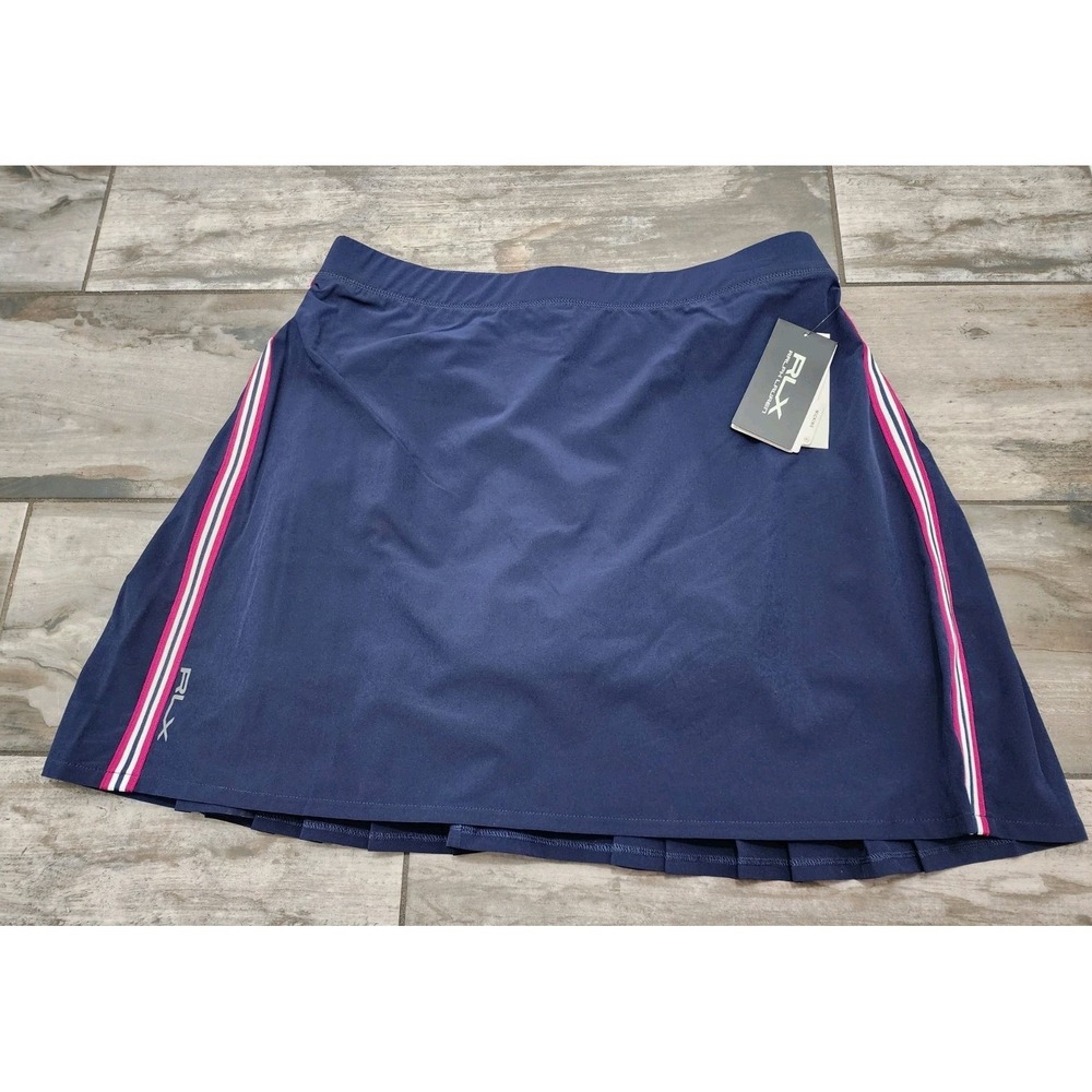 RLX Ralph Lauren Performance Fabric Wrap Skirt Golf Concept 1 Navy - Picture 1 of 11